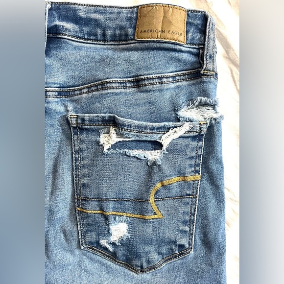 American Eagle Distressed Super Hi-Rise Jegging Blue Jeans Women’s Size 6 - Picture 14 of 16